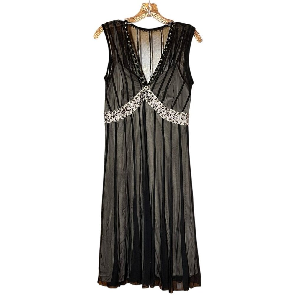 Vintage Womens Y2K Babydoll Sheer Beaded Dress Size 6 Fairy Whimsigoth Evening
